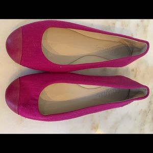 Chanel pink fabric ballet flats